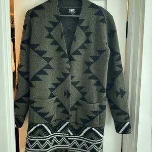 Frye Geometric Patterned Sweater - Green and Black